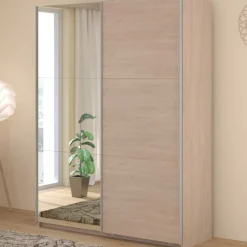 Kleiderschrank Swings - 148x59x203cm - mit Spiegel - 2 Türen - Eichendekor