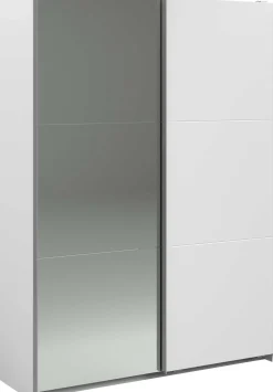 Kleiderschrank Swings - 148x59x203cm - mit Spiegel - 2 Türen - weiß