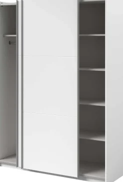 Kleiderschrank Swings - 148x59x203cm - mit Spiegel - 2 Türen - weiß