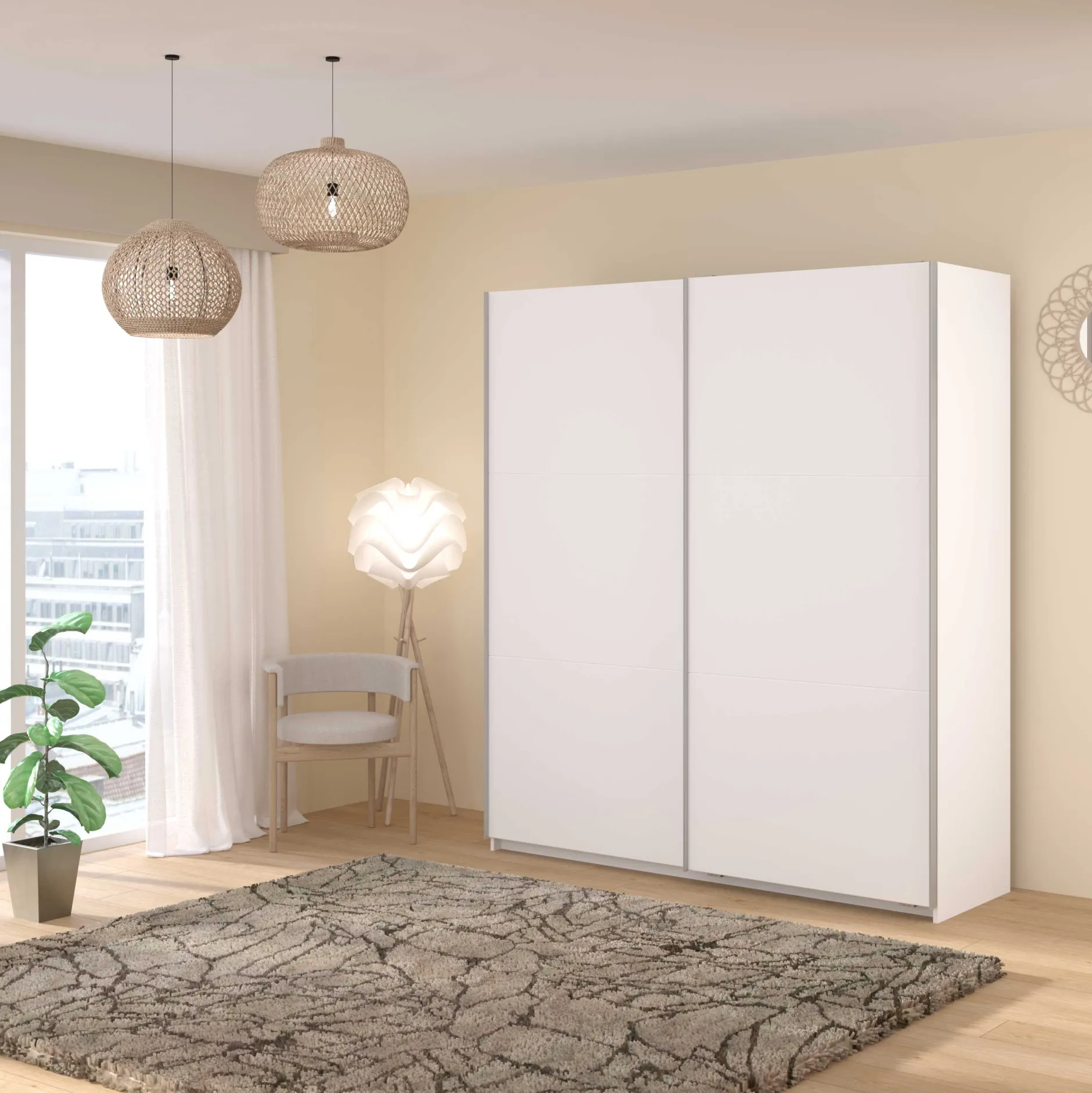 Kleiderschrank Swings - 178x59x203cm - 2 Türen - weiß