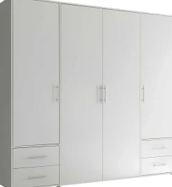 Kleiderschrank Valencia - 206x60x195cm - 4 Türen und 4 Schubladen - weiß