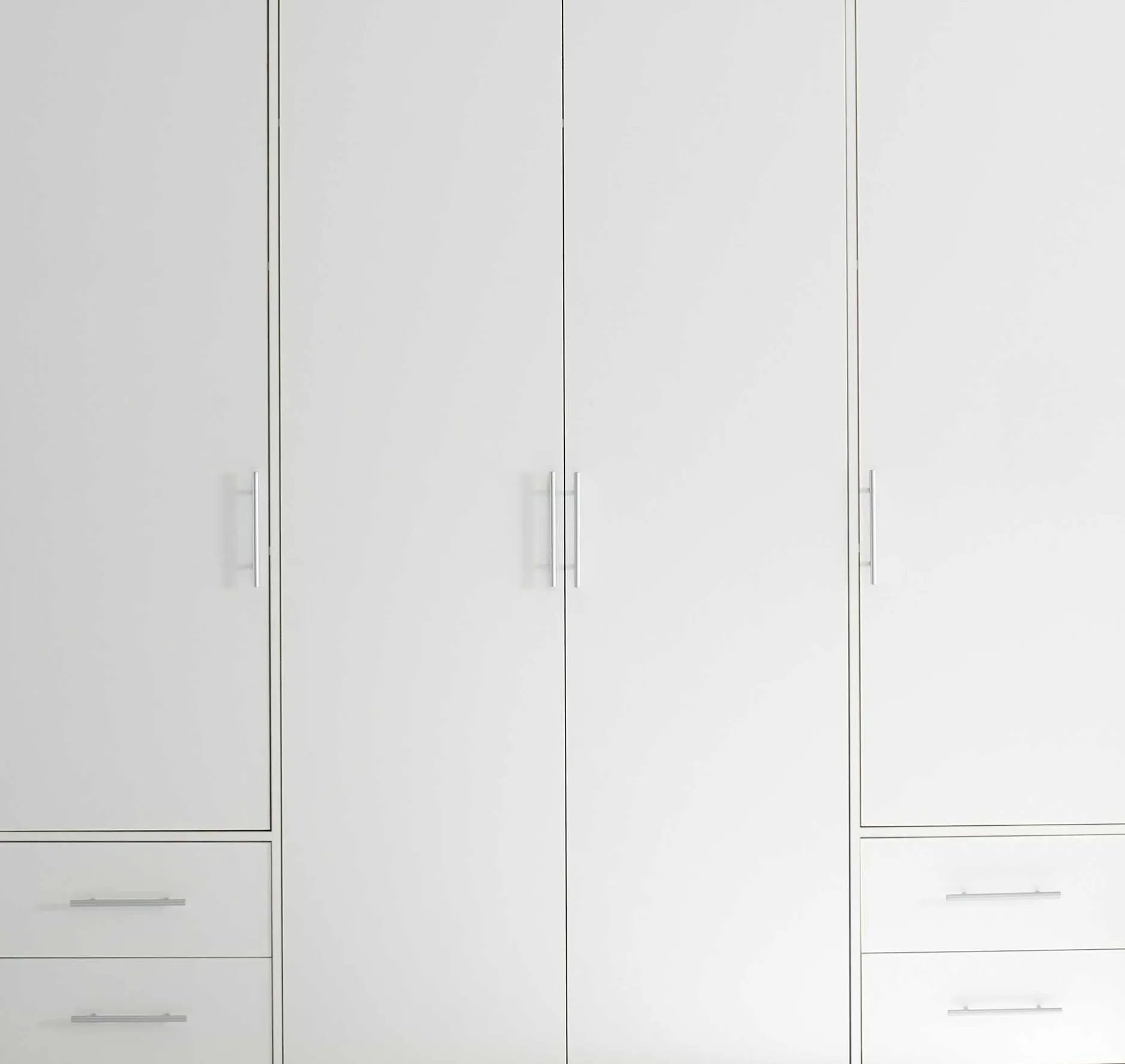 Kleiderschrank Valencia - 206x60x195cm - 4 Türen und 4 Schubladen - weiß