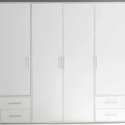 Kleiderschrank Valencia - 206x60x195cm - 4 Türen und 4 Schubladen - weiß