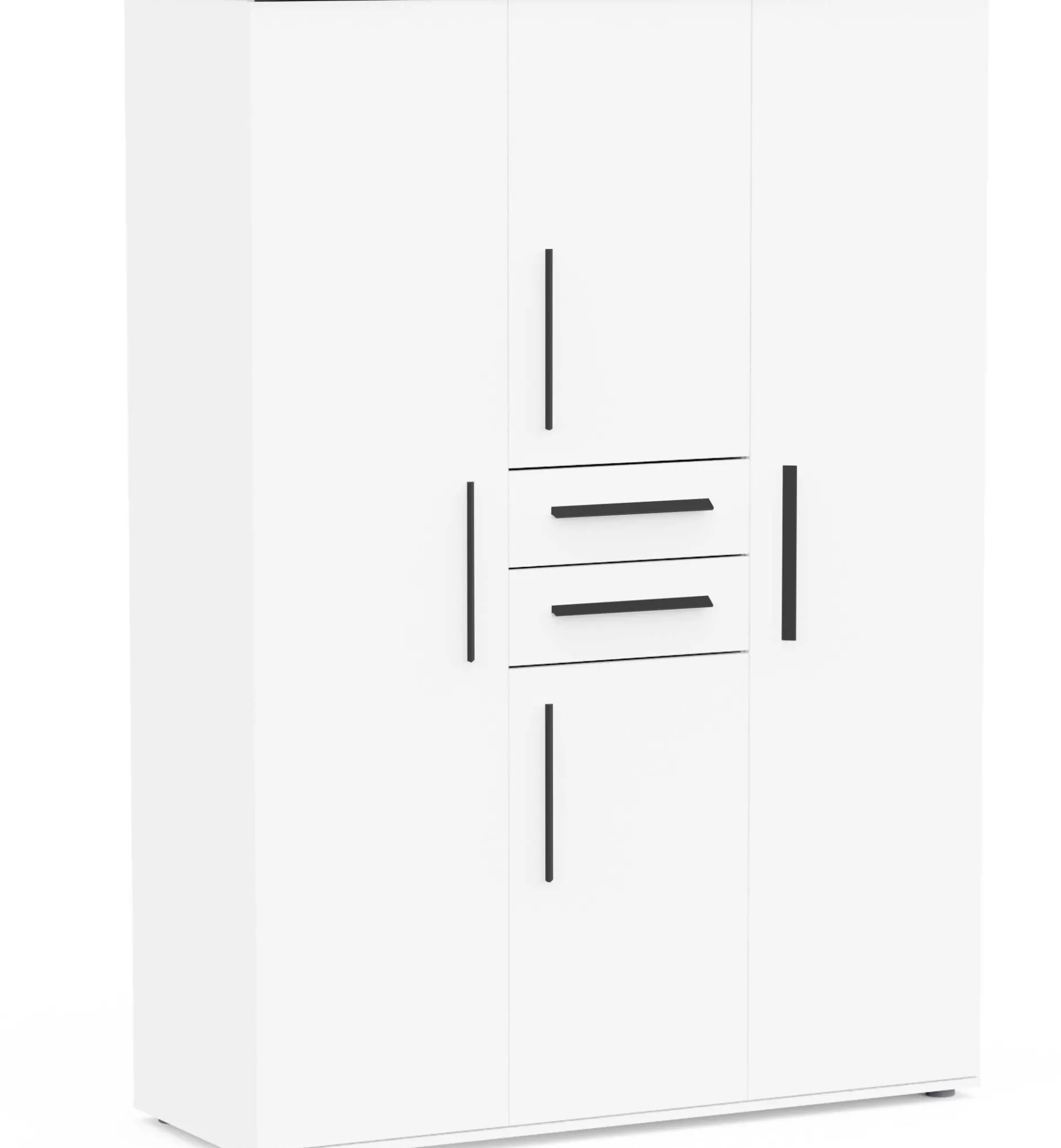 Kleiderschrank Versatil - 135x50x188cm - 4 Türen und 2 Schubladen - weiß