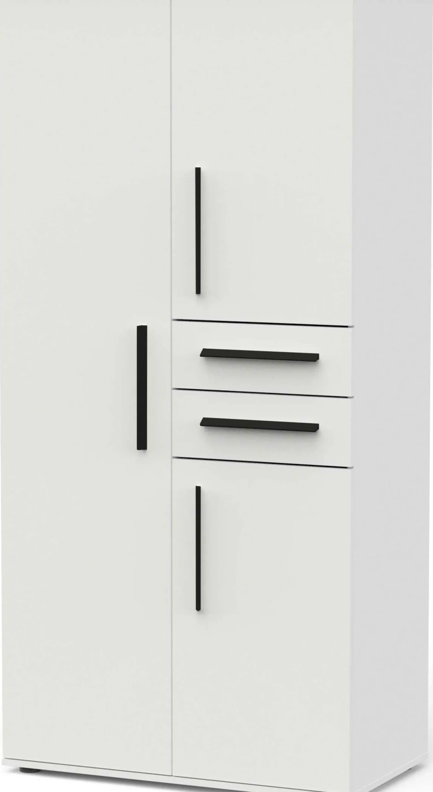 Kleiderschrank Versatil - 90x50x188cm - 3 Türen und 2 Schubladen - weiß