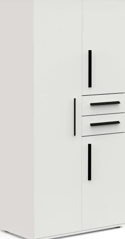 Kleiderschrank Versatil - 90x50x188cm - 3 Türen und 2 Schubladen - weiß