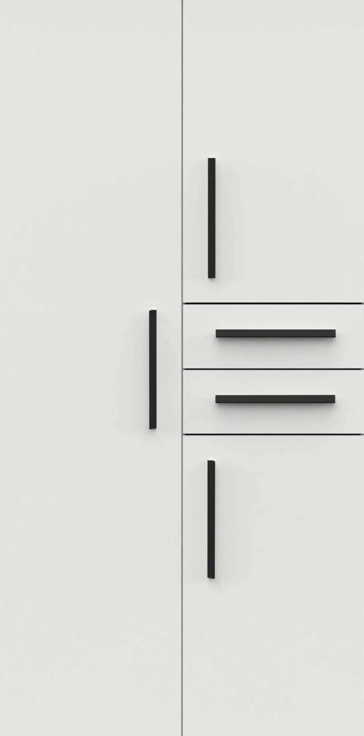 Kleiderschrank Versatil - 90x50x188cm - 3 Türen und 2 Schubladen - weiß