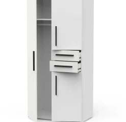 Kleiderschrank Versatil - 90x50x188cm - 3 Türen und 2 Schubladen - weiß