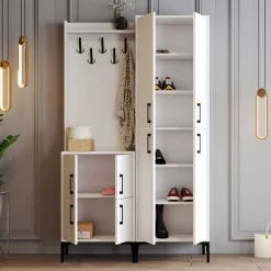 Kleiderschrank - 150x35x200cm - 8 Türen - weiß
