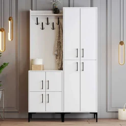 Kleiderschrank - 150x35x200cm - 8 Türen - weiß