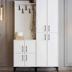 Kleiderschrank - 150x35x200cm - 8 Türen - weiß