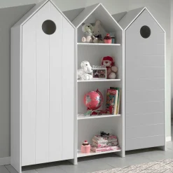 2 Kleiderschränke Bücherregal Casami - weiß/grau