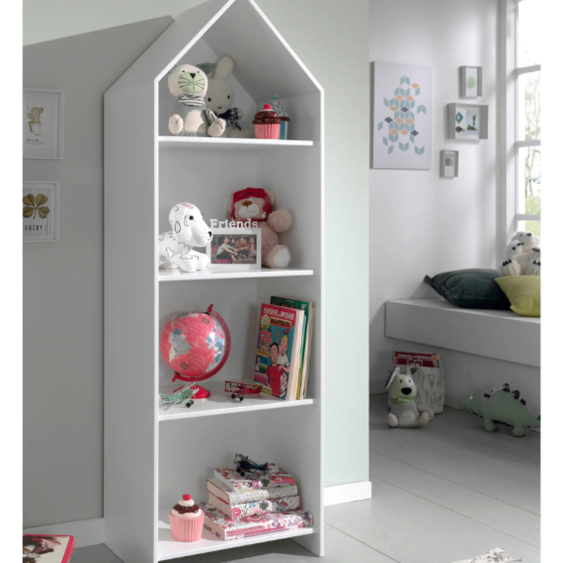 2 Kleiderschränke Bücherregal Casami - rosa/weiß/grau