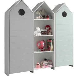 2 Kleiderschränke Bücherregal Casami - mintgrün/weiß/grau