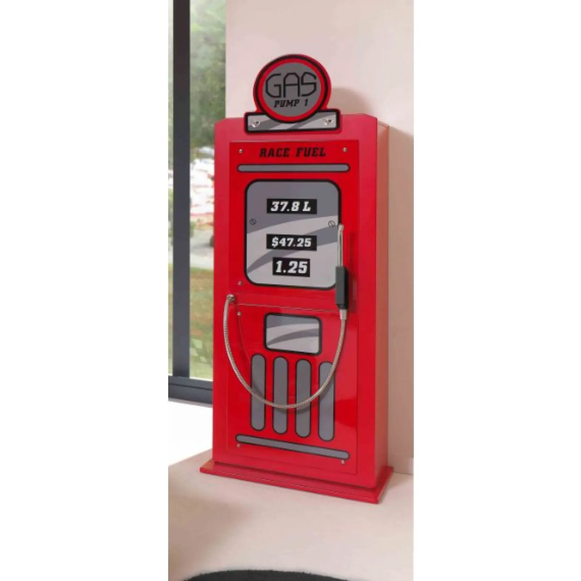 Kleinkindbett Auto 70x140 cm Kleiderschrank Petrol Pump-rot