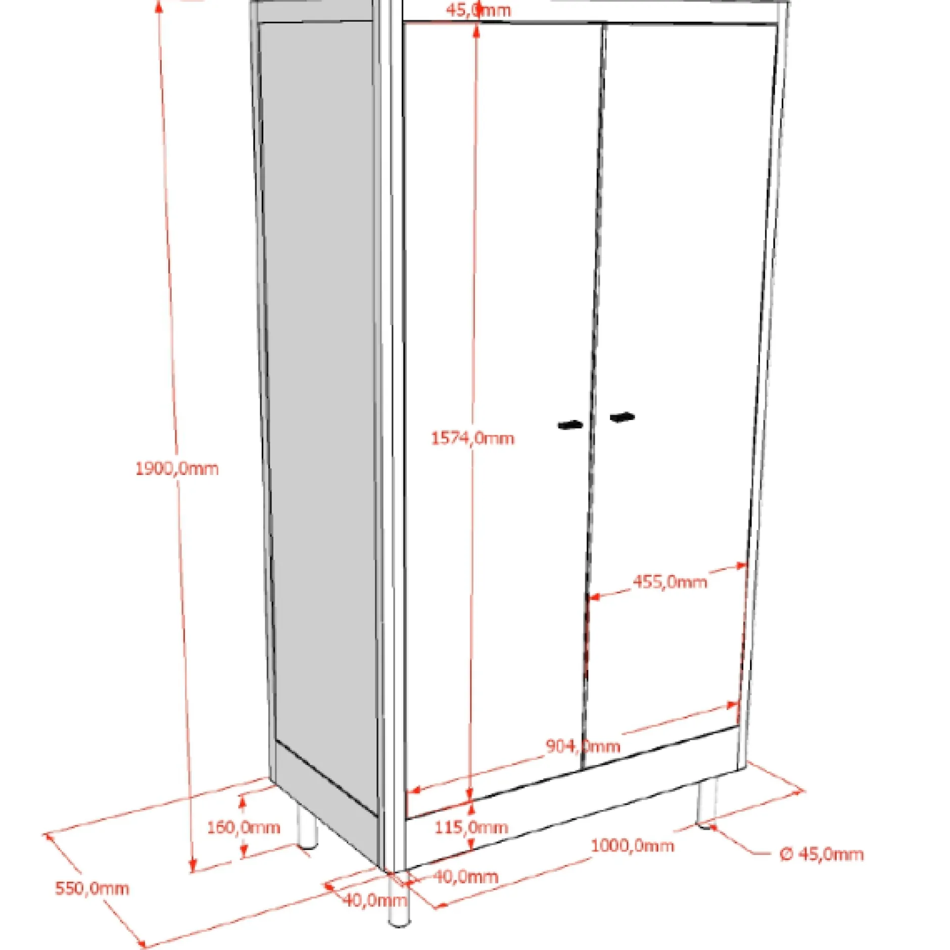 Kleinkindzimmer Forrest: Kleinkindbett 70x140cm, Kommode, Kleiderschrank - Weißbuche