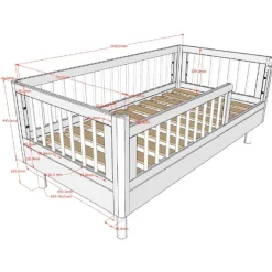 Kleinkindzimmer Forrest: Kleinkindbett 70x140cm, Wickeltisch - Buche weiß