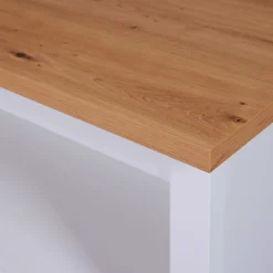 Kochinsel Julina | Platte aus Eichenholz | 124 x 75 x 91,5 cm | Farbe: Weiß