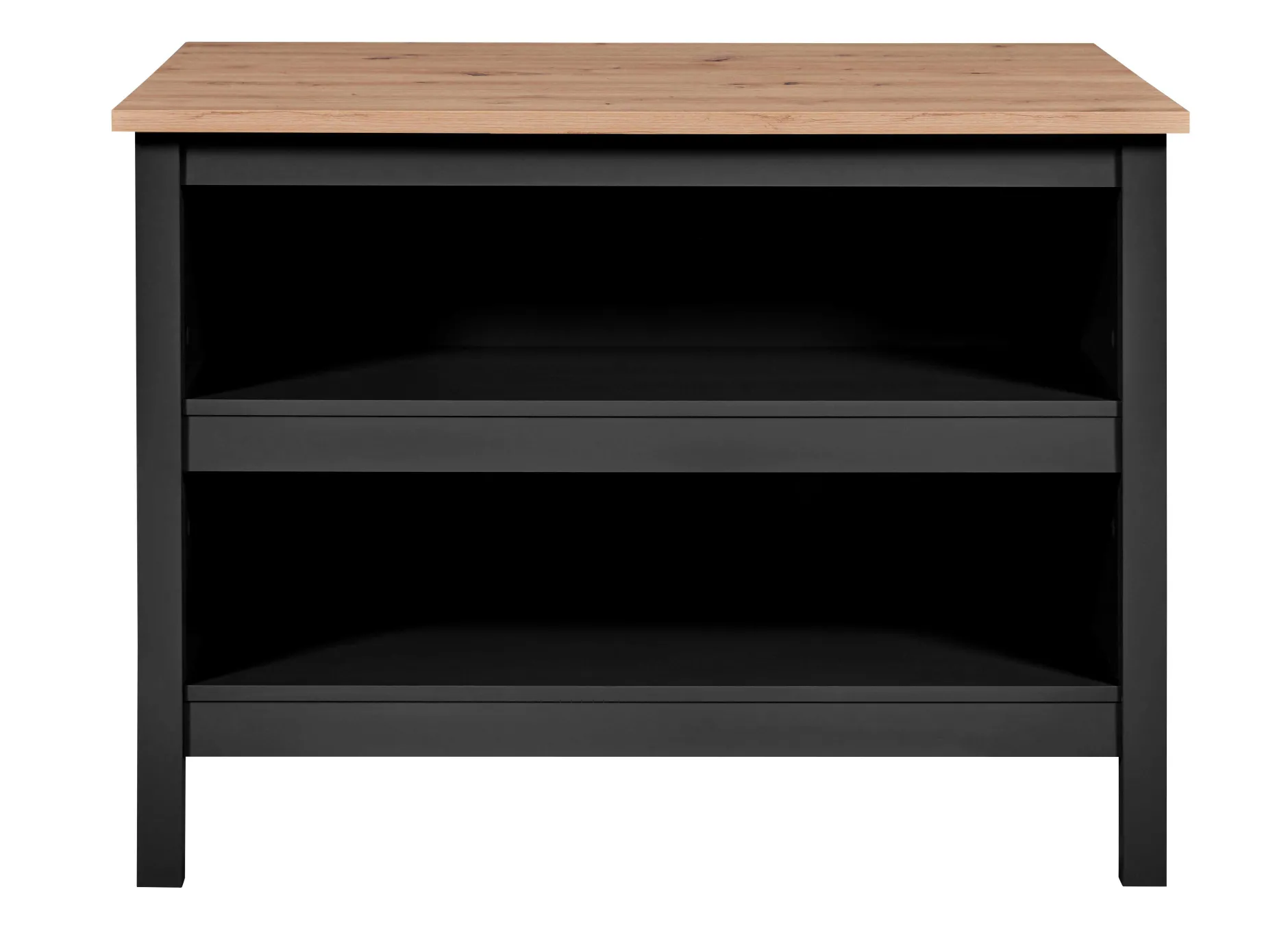 Kochinsel Julina | Platte aus Eichenholz | 124 x 75 x 91,5 cm | Schwarz