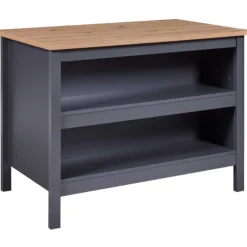 Kochinsel Nellina | Arbeitsplatte aus Eichenholz | 124 x 75 x 91,5 cm | Farbe: Anthrazit