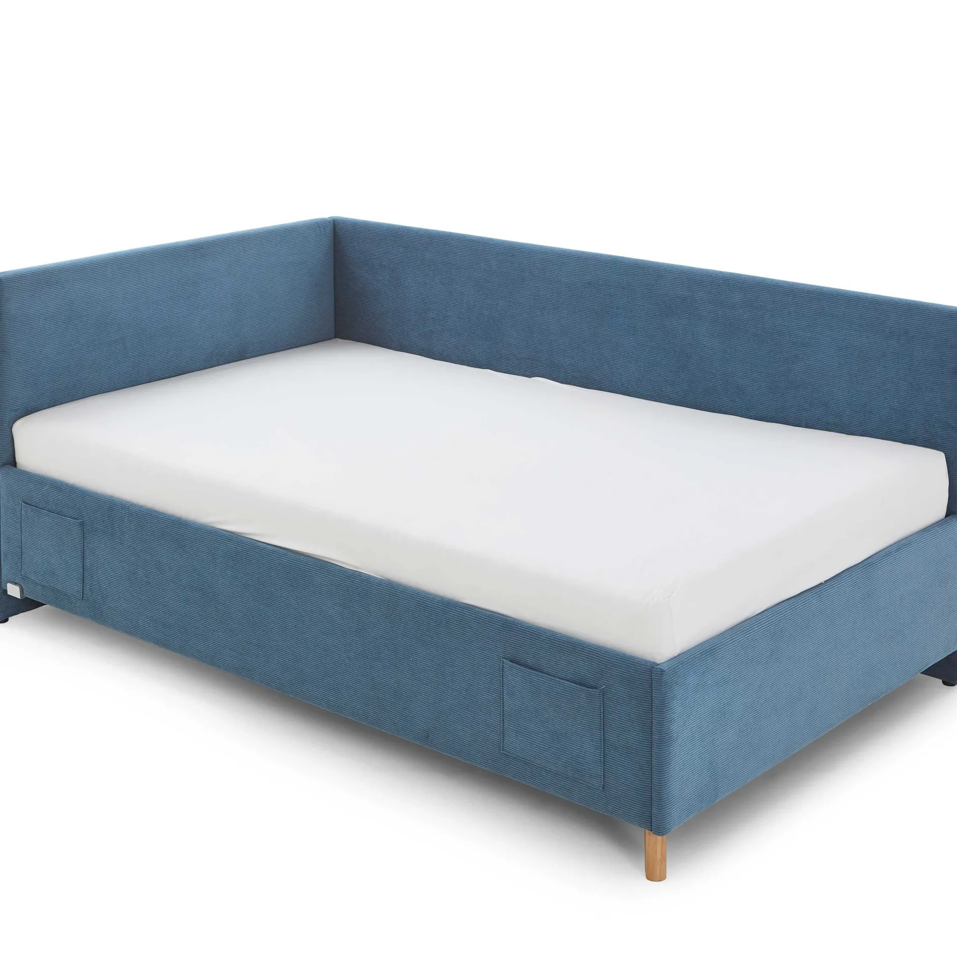 Kofferbett Cool | 90 x 200 cm | Mit Rückenlehne | Blaues Design