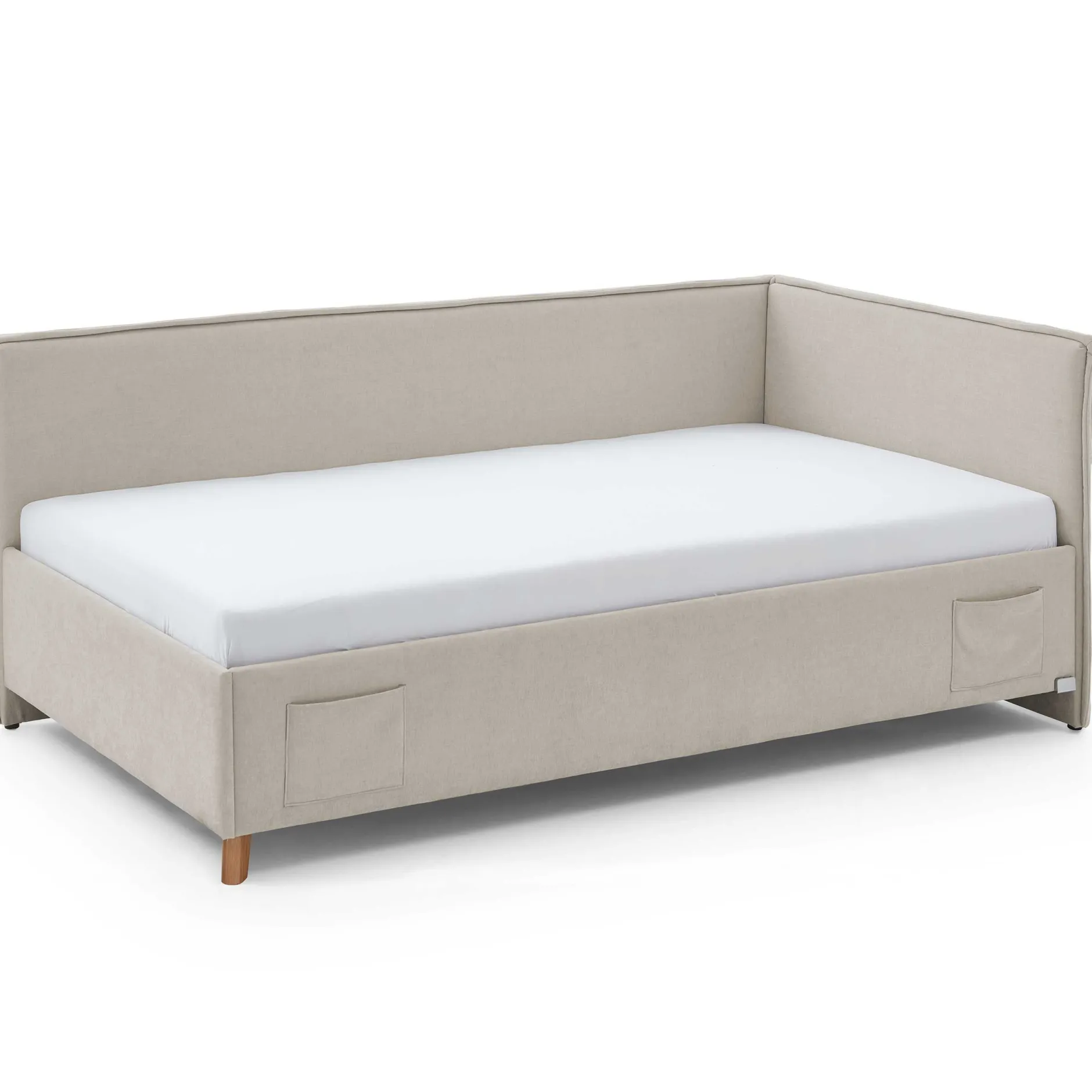 Kofferbett Ollie | Mit Rückenlehne | 140 x 200 cm | Beige Design