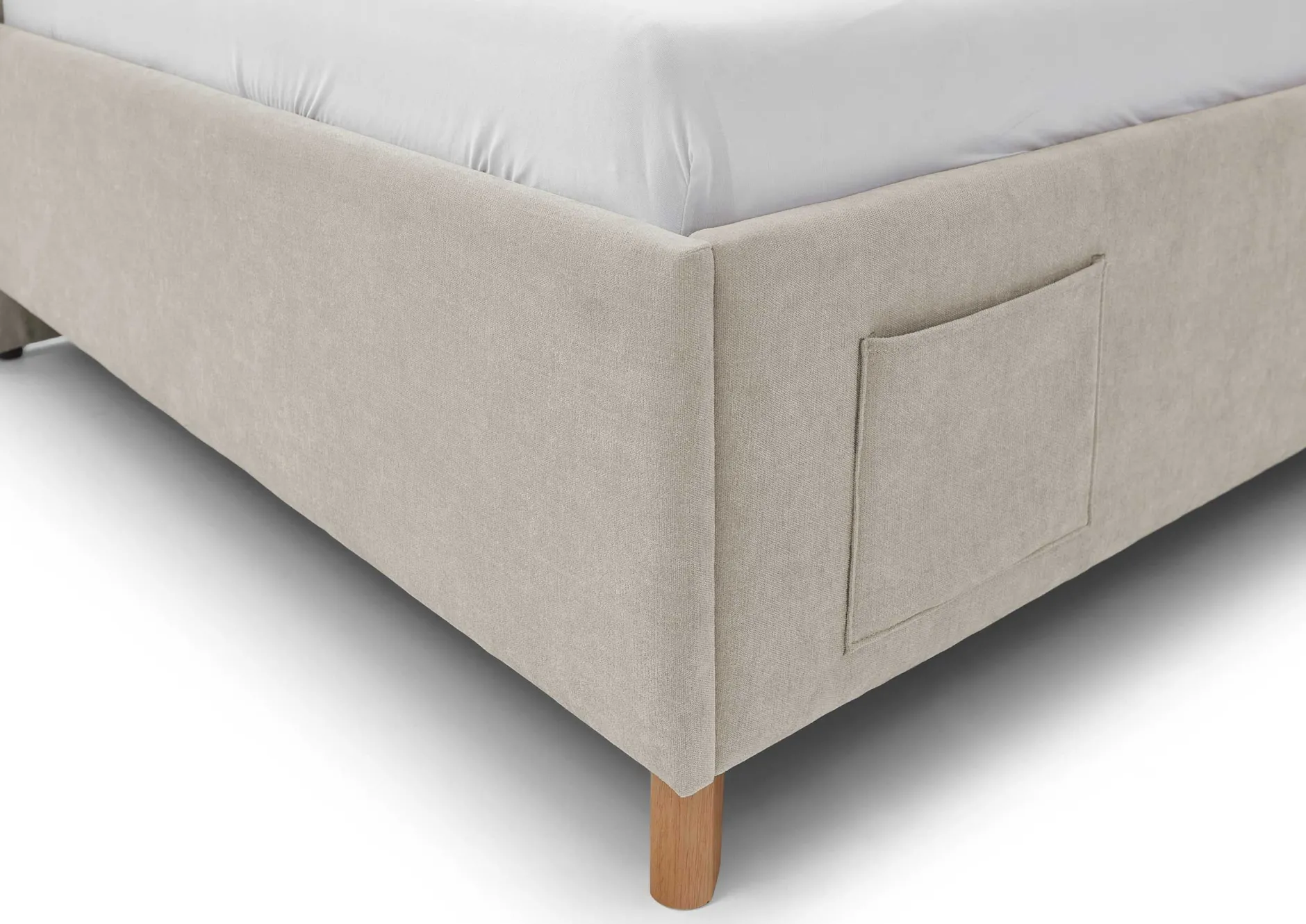 Kofferbett Ollie | Mit Rückenlehne | 140 x 200 cm | Beige Design