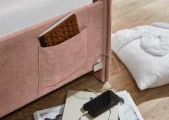 Kofferbett Ollie | Mit Rückenlehne | 90 x 200 cm | Rosa Design