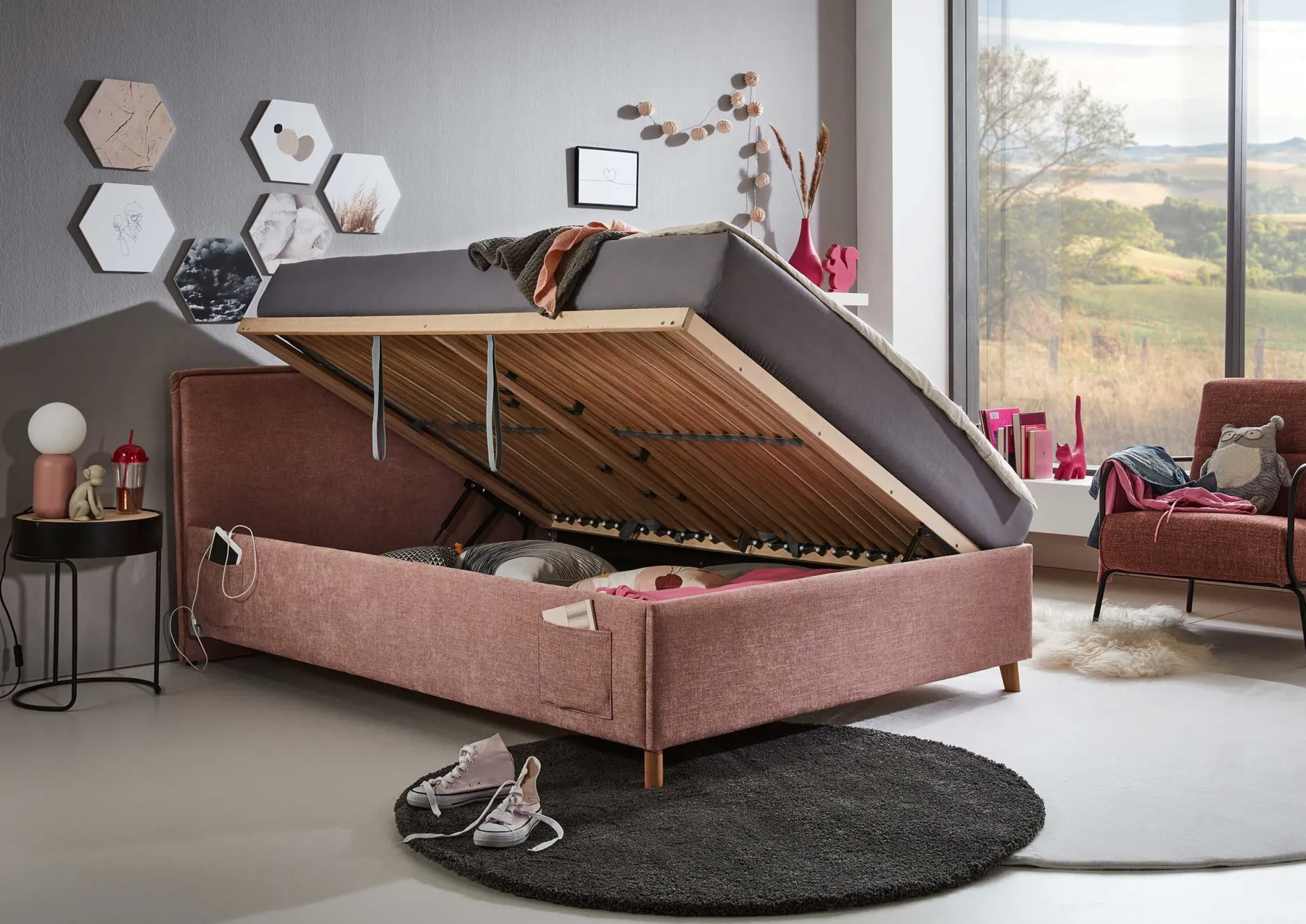 Kofferbett Ollie | 120 x 200 cm | Rosa Design