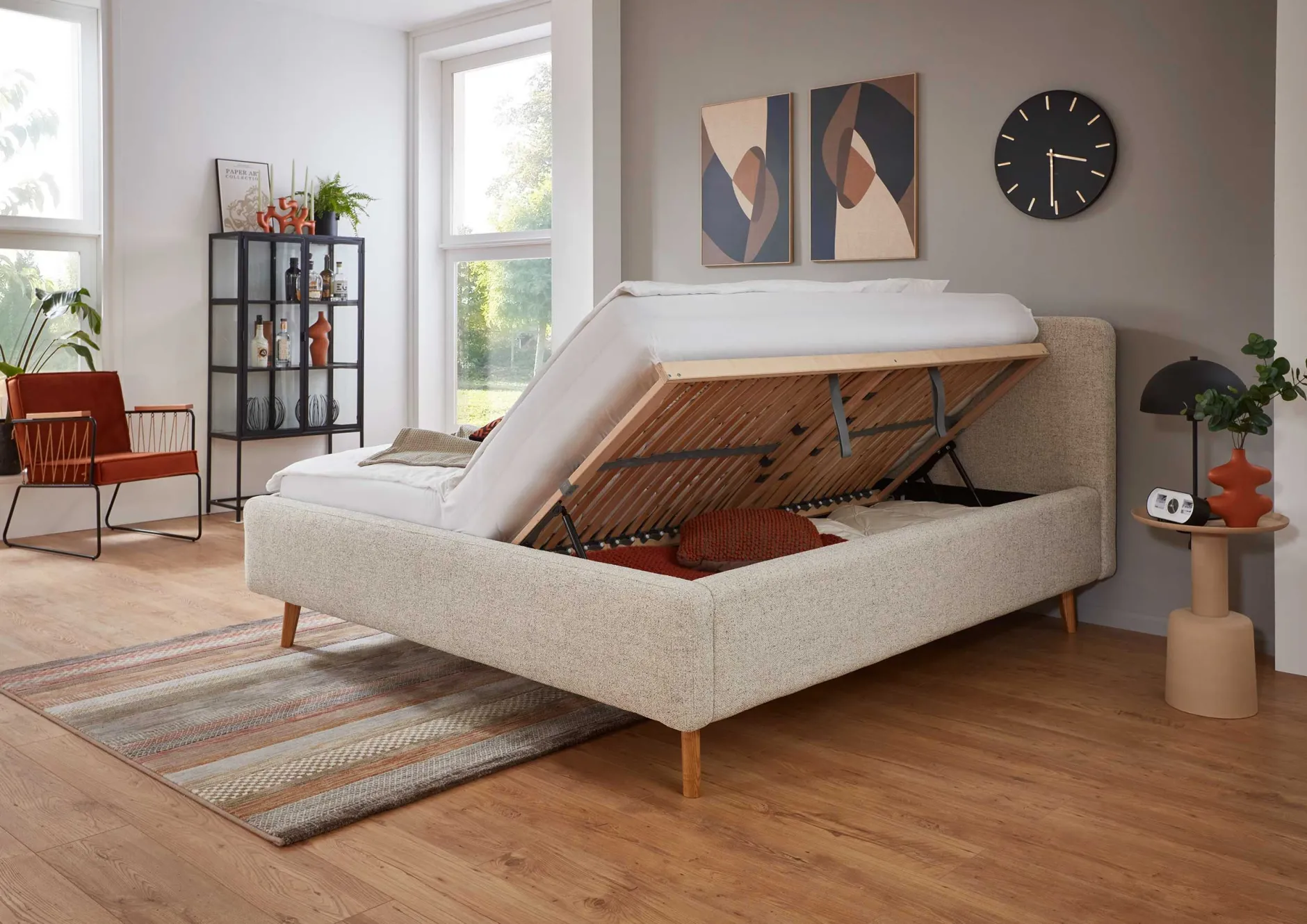 Kofferraumbett Nielsen | Inklusive Lattenrost | 160 x 200 cm | Beige