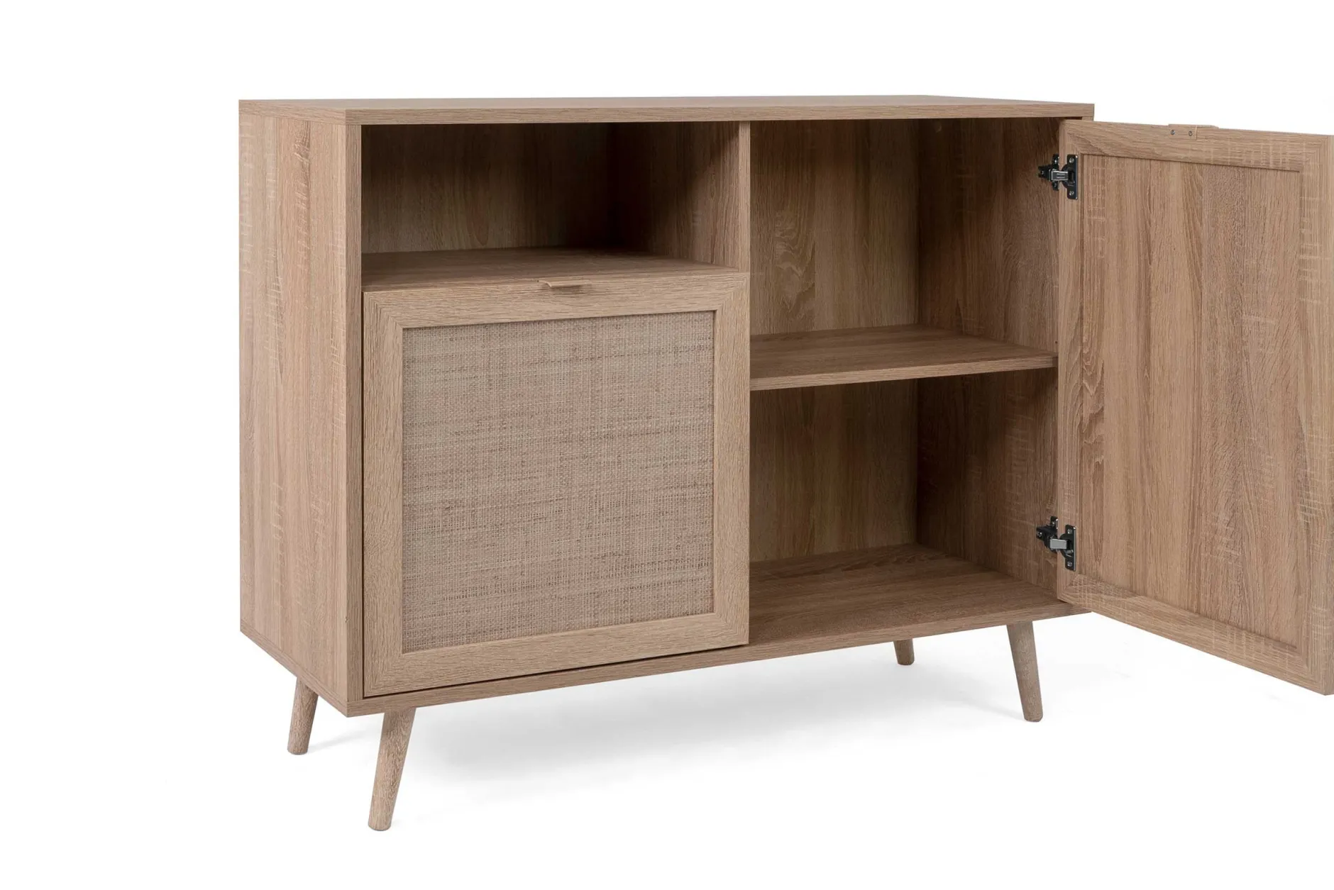Kommode Bilal 102cm 2 Türen - Eiche/rafia