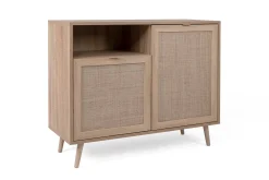 Kommode Bilal 102cm 2 Türen - Eiche/rafia