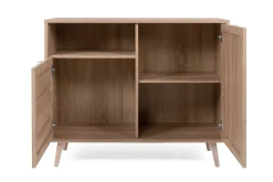 Kommode Bilal 102cm 2 Türen - Eiche/rafia