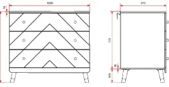 Kommode Billy 100x57x89cm 3 Schubladen - weiß/gold