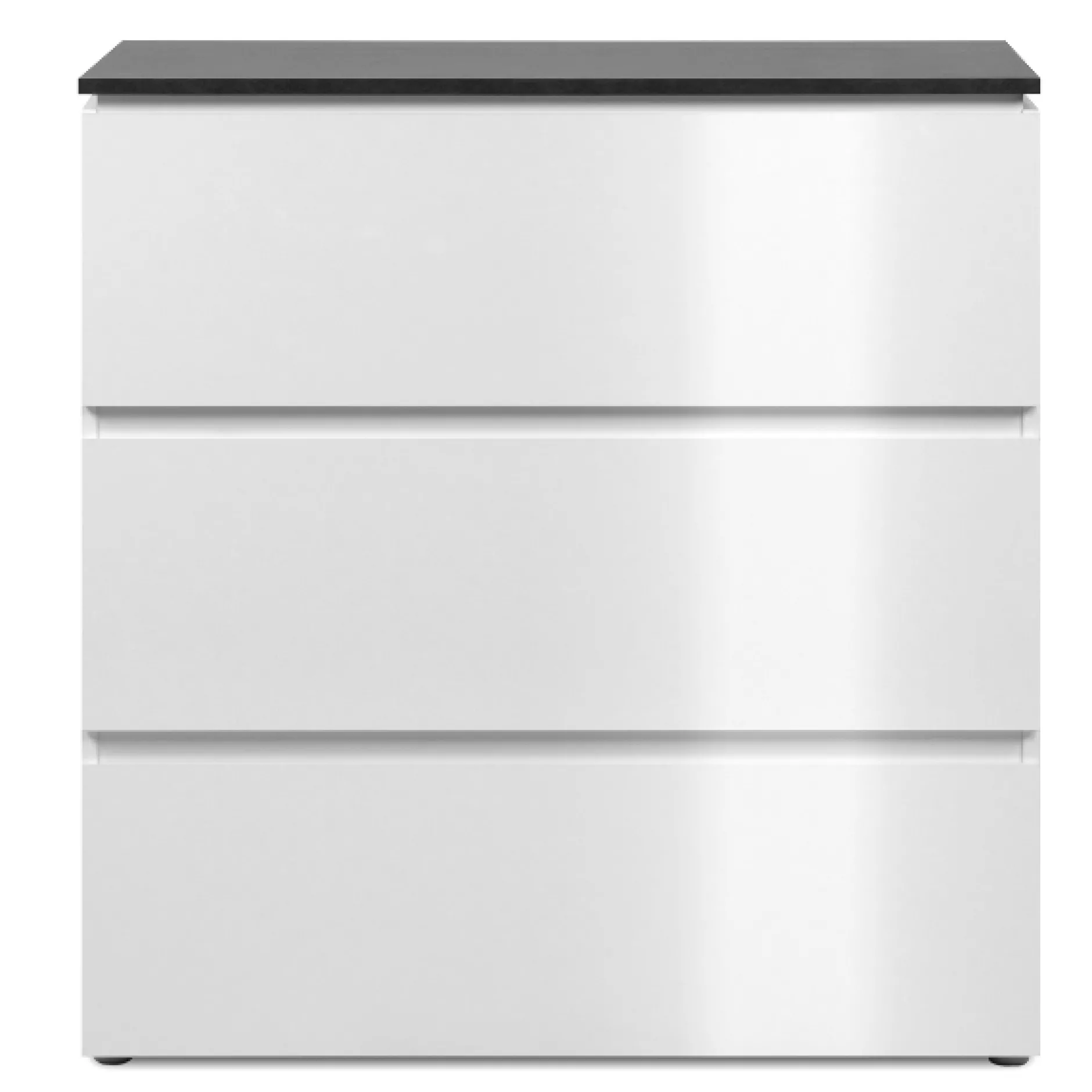 Kommode Bresse - 89x40x92cm - 3 Schubladen - Hochglanz weiß/anthrazit