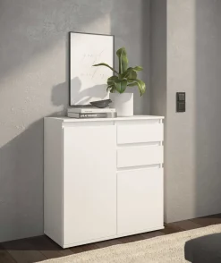 Kommode Brest - 80x35x84cm - 2 Türen und 2 Schubladen - weiß