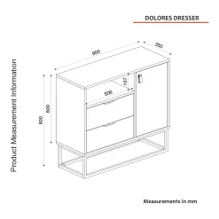 Kommode Dolores - 90x35x80cm - 2 Schubladen und 1 Tür - Eiche Dekor/anthrazit