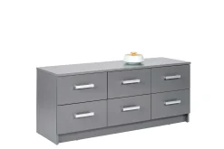 Kommode Eden 122cm 6 Schubladen - graphitgrau