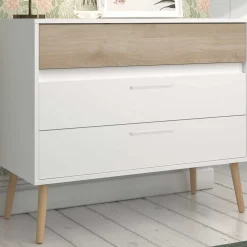 Kommode Hardy 91cm mit 3 Schubladen - Molke/Eiche