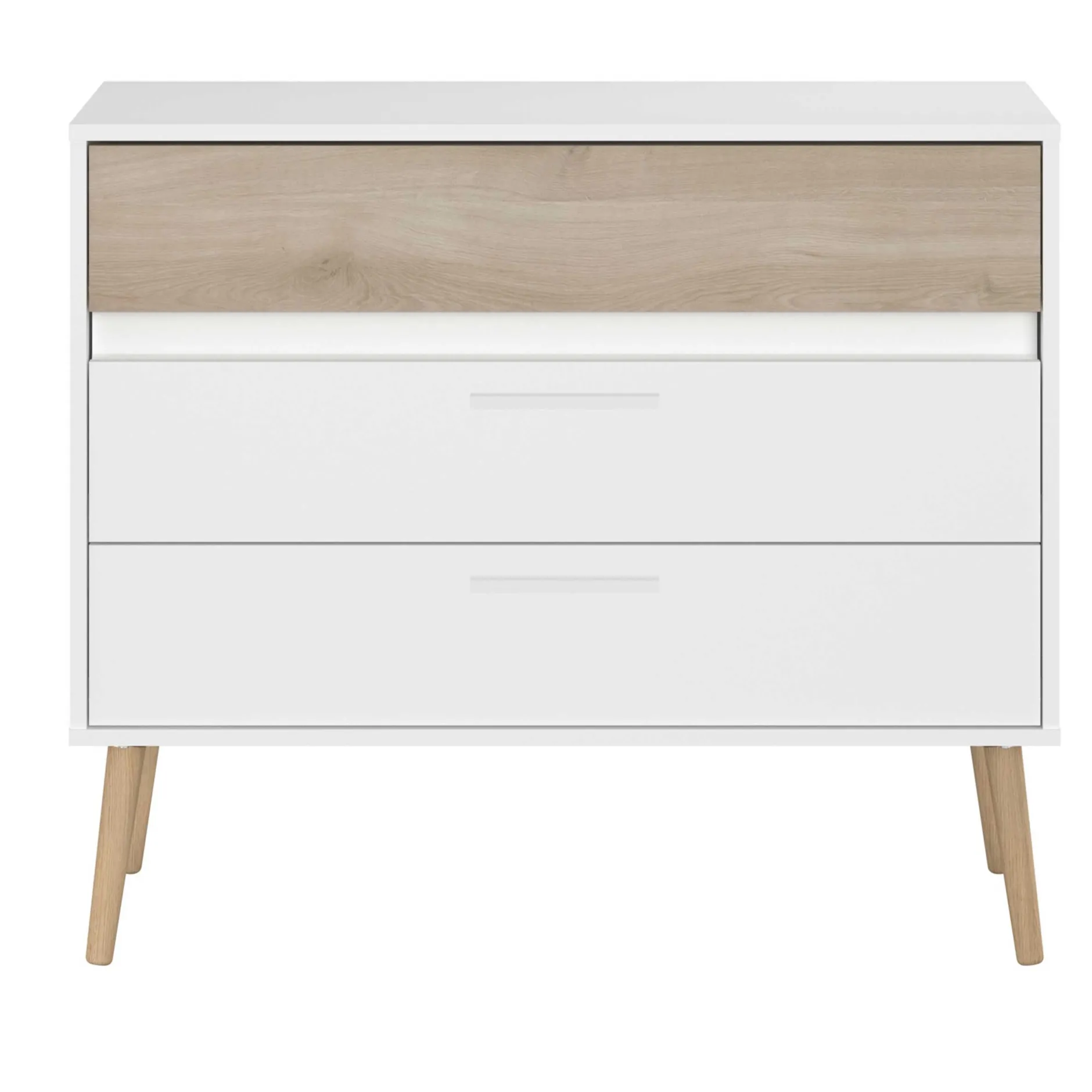 Kommode Hardy 91cm mit 3 Schubladen - Molke/Eiche