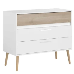 Kommode Hardy 91cm mit 3 Schubladen - Molke/Eiche