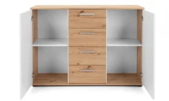 Kommode Jakob 120cm 2 Türen und 4 Schubladen - Artisan Eiche/Weiß