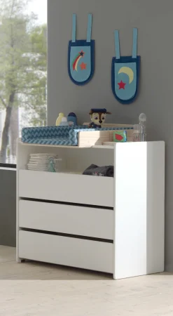 Kommode Kiddy 90x72x106cm mit Wickeltisch 3 Schubladen - weiß