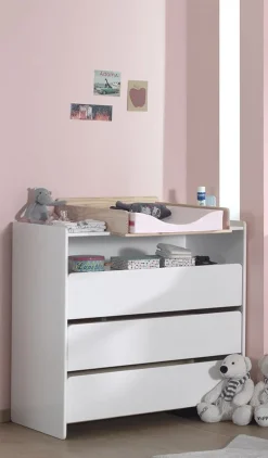 Kommode Kiddy 90x72x106cm mit Wickeltisch 3 Schubladen - weiß
