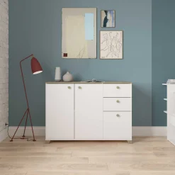 Kommode Liva-Kronberg Eiche/Mattweiß