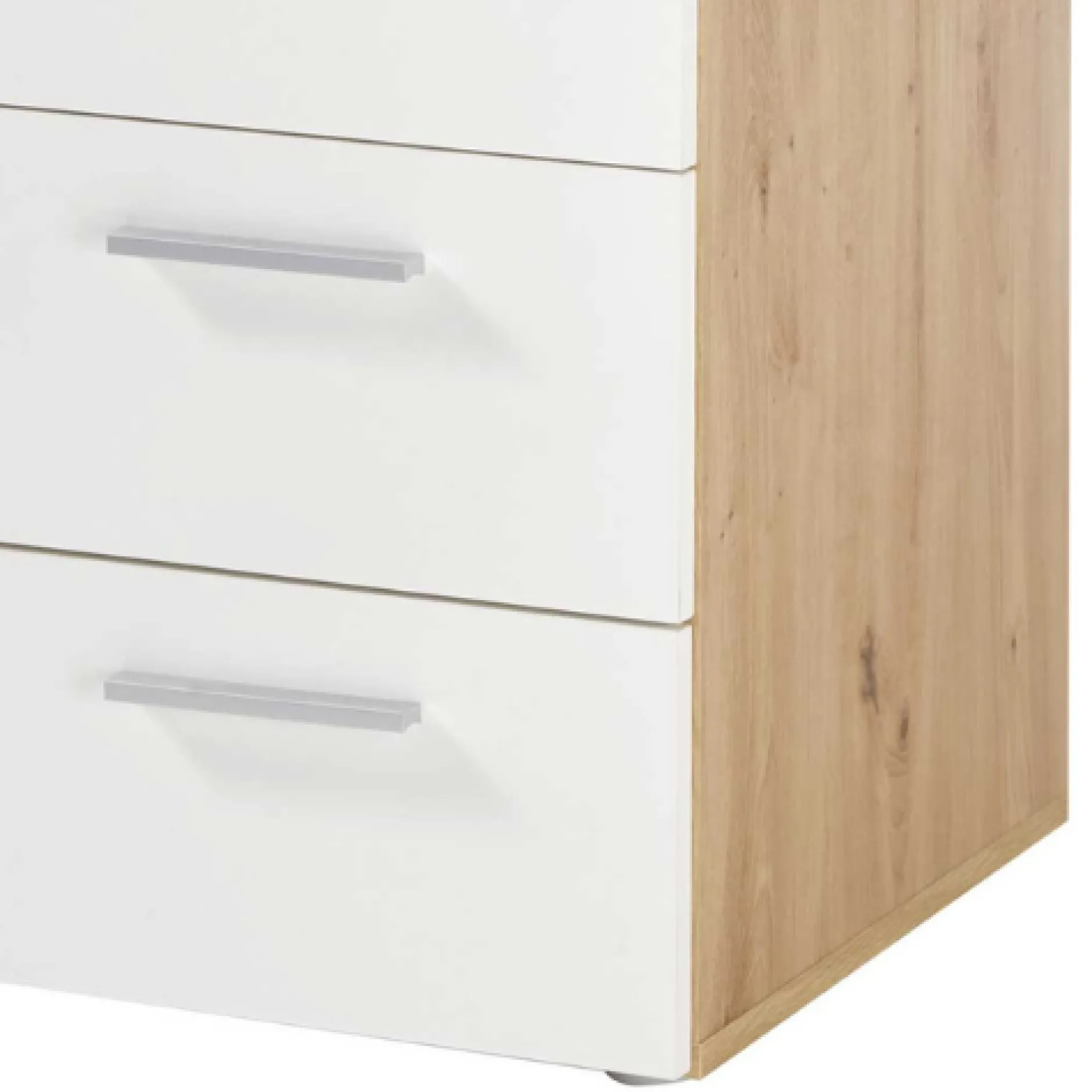 Kommode Lobi 1 Tür 4 Schubladen - weiß glänzend/Holz