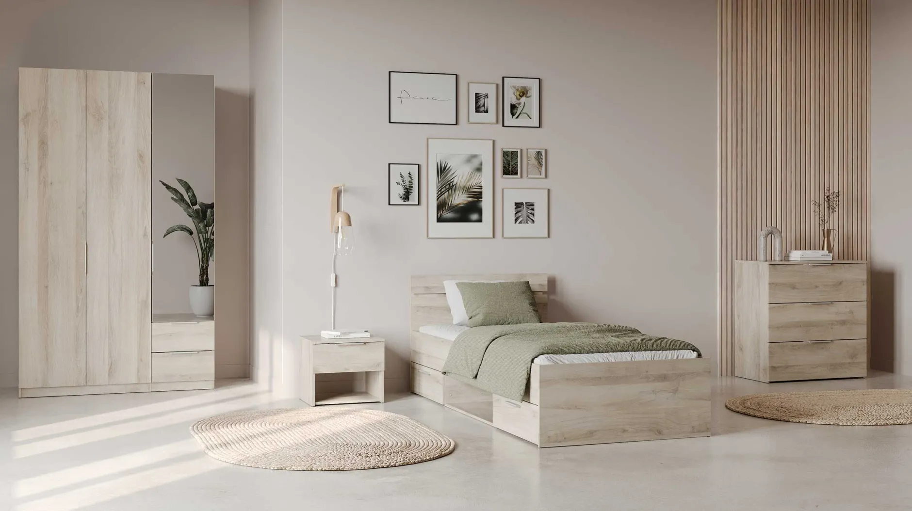 Kommode Micheline - 80x41x81cm - 3 Schubladen - Eiche Dekor