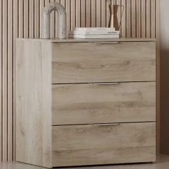 Kommode Micheline - 80x41x81cm - 3 Schubladen - Eiche Dekor