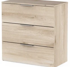 Kommode Micheline - 80x41x81cm - 3 Schubladen - Eiche Dekor