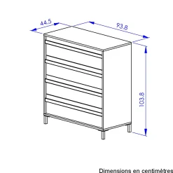 Kommode Mimizan | 94 x 45 x 104 | Helvezia Oak Design